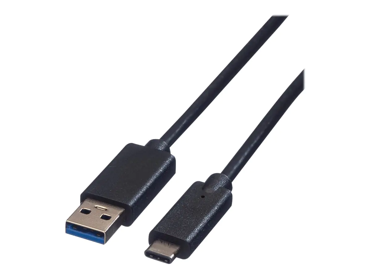 Roline - USB-Kabel - USB Typ A (M) zu 24 pin USB-C (M) - USB 3.1 - 50 cm - geformt - Schwarz