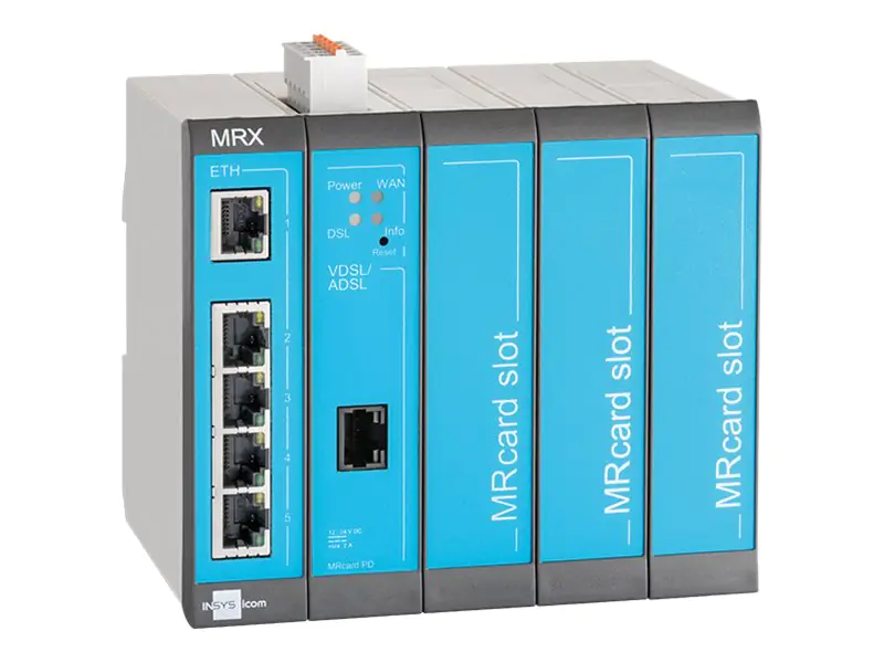 INSYS icom MRX MRX5 DSL - Annex-B - Router - DSL-Modem 5-Port-Switch - an DIN-Schiene montierbar