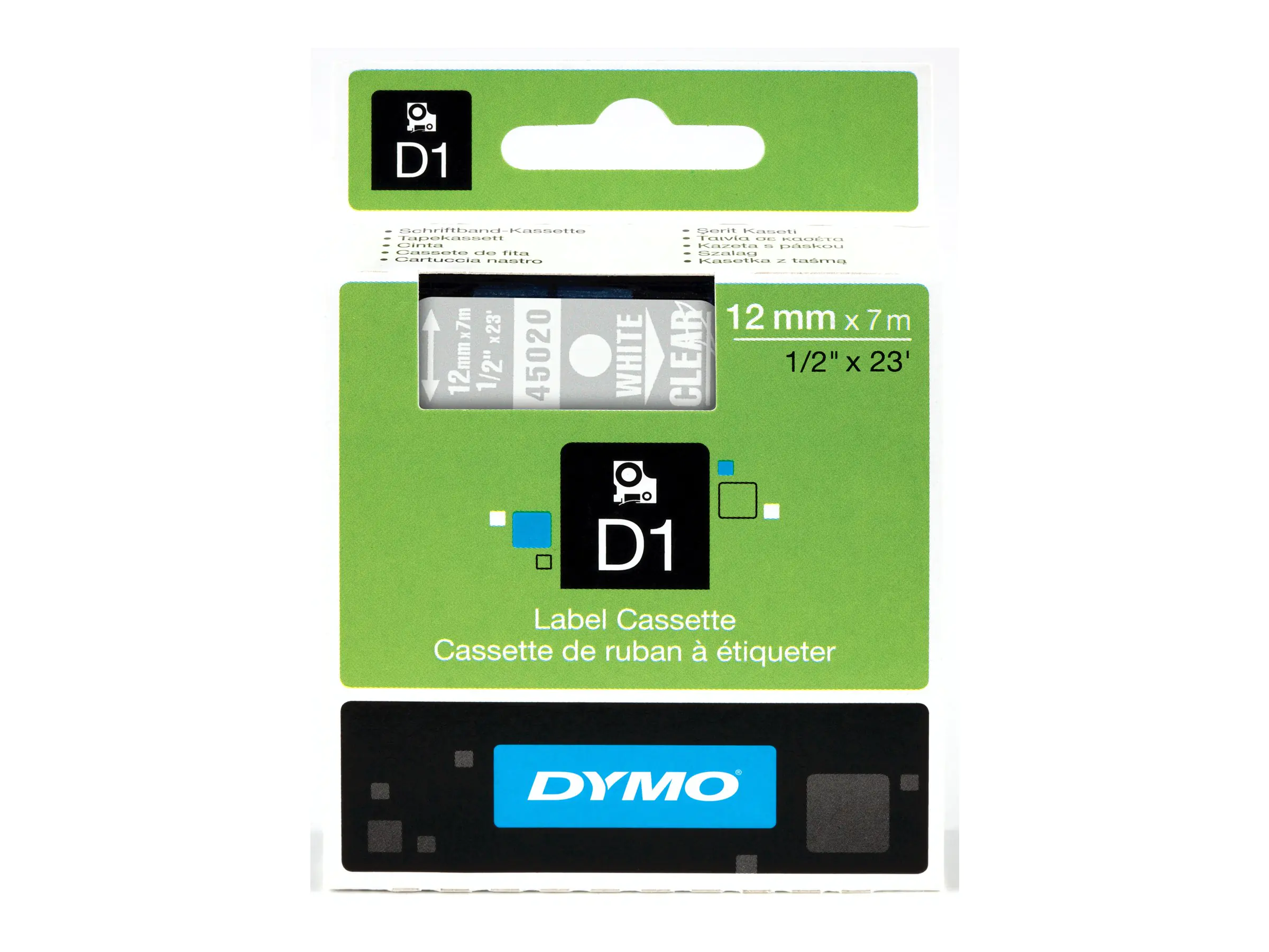 Dymo D1 - Selbstklebend - White on Transparent - Rolle (1,2 cm x 7 m) S0720600