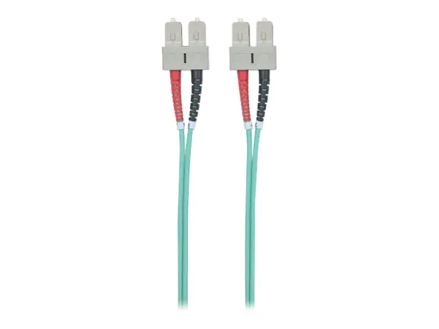 Intellinet Fibre Optic Patch Cable, OM3, SC/SC, 1m, Aqua, Duplex, Multimode, 50/125 Âµm, LSZH, Fiber, Lifetime Warranty, Polybag - Patch-Kabel - SC multi-mode (M) bis SC multi-mode (M) - 1 m - Glasfaser - Duplex - 50/125 Mikrometer - OM3 - halogenfrei - A