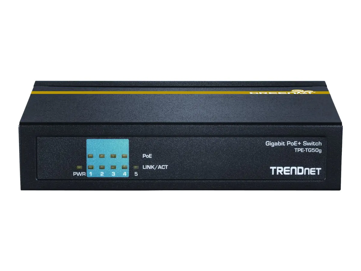 Trendnet TPE TG50g - Switch - 4 x 10/100/1000 (PoE+) + 1 x 10/100/1000 - Desktop - PoE+ (31 W) - TAA-konform