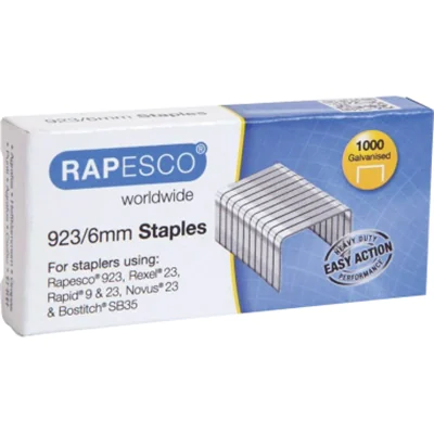 Rapesco 923/6mm, Klammerpack, 923/6, 6 mm, 1000 Heftklammern, Metall, Silber 1235