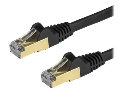 StarTech 1.5m CAT6A Ethernet Cable, 10 Gigabit Shielded Snagless RJ45 100W PoE Patch Cord, CAT 6A 10GbE STP Network Cable w/Strain Relief, Black, Fluke Tested/UL Certified Wiring/TIA - Category 6A - 26AWG (6ASPAT150CMBK) - Patch-Kabel - RJ-45 (M) zu RJ-45