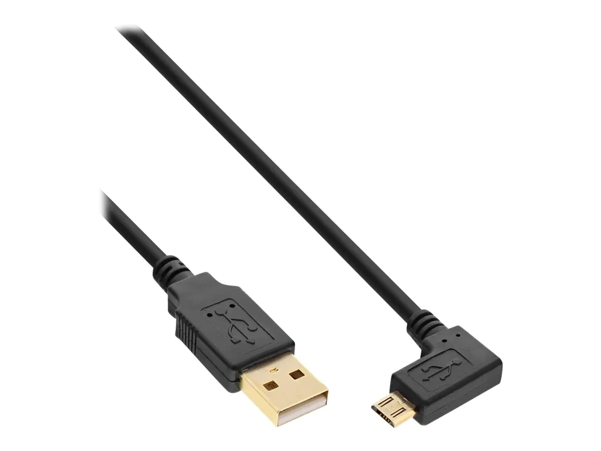 InLine - USB-Kabel - USB (M) gerade bis Micro-USB Typ B (M) gewinkelt - USB 2.0 - 1.5 m - Schwarz