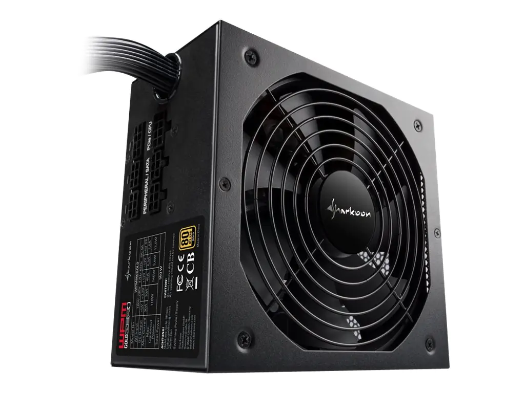 Sharkoon WPM Gold ZERO 550 - Netzteil (intern) - ATX12V 2.3 - 80 PLUS Gold - Wechselstrom 100-240 V - 550 Watt - aktive PFC - Schwarz