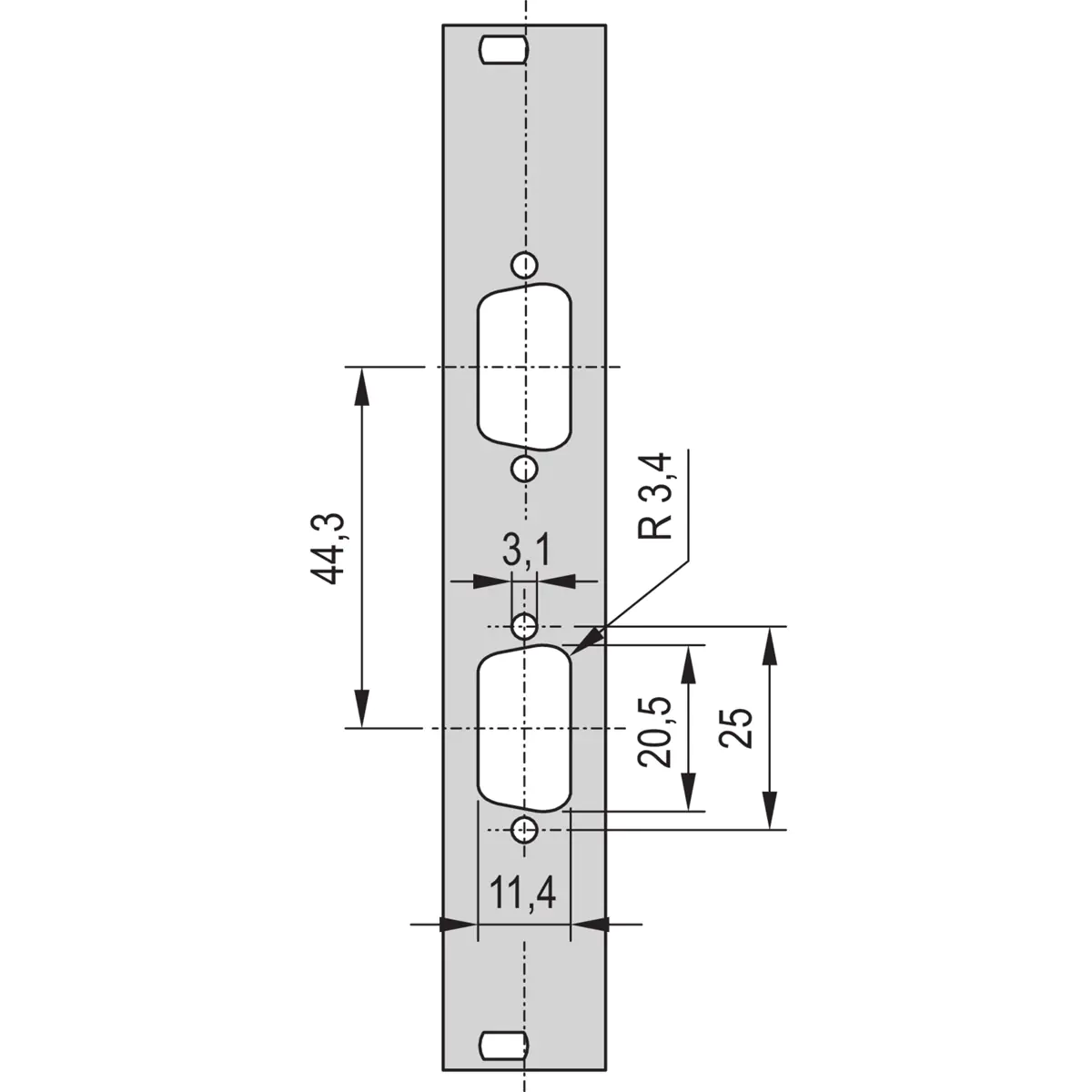 Schroff PART.FRONT PANEL 3U 4HP 2X 9WAY DC - Rack-Zubehör