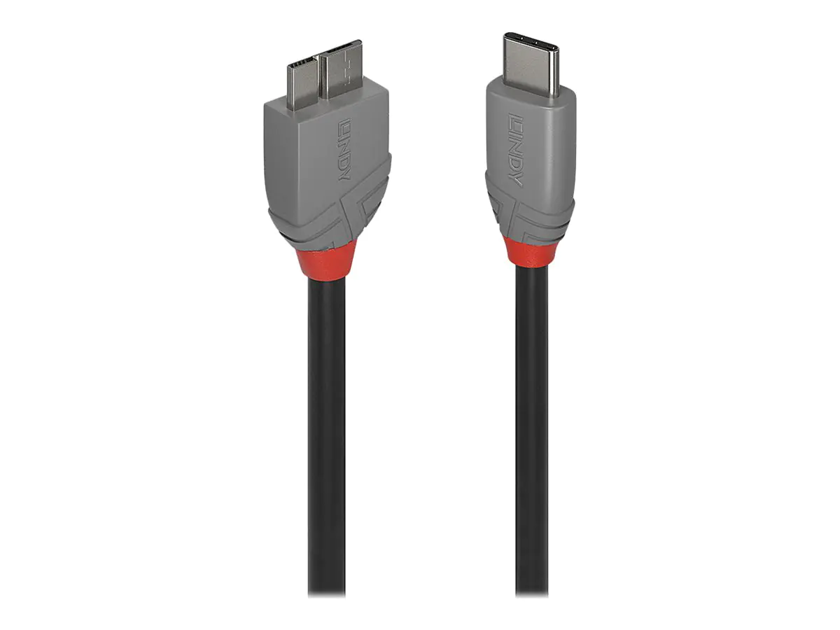 Lindy Anthra Line - USB-Kabel - 24 pin USB-C (M) zu Micro-USB Typ B (M) - USB 3.2 Gen 1 - 1 m - rund, bi-direktional - Schwarz