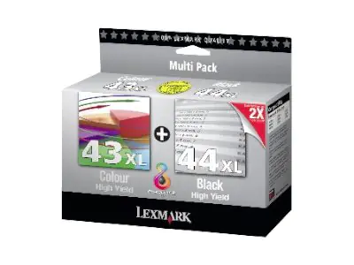 Lexmark Tinte Multipack 80D2966 43XL+44XL Schwarz + Color bk= 300 S. / color= 500 S. Große