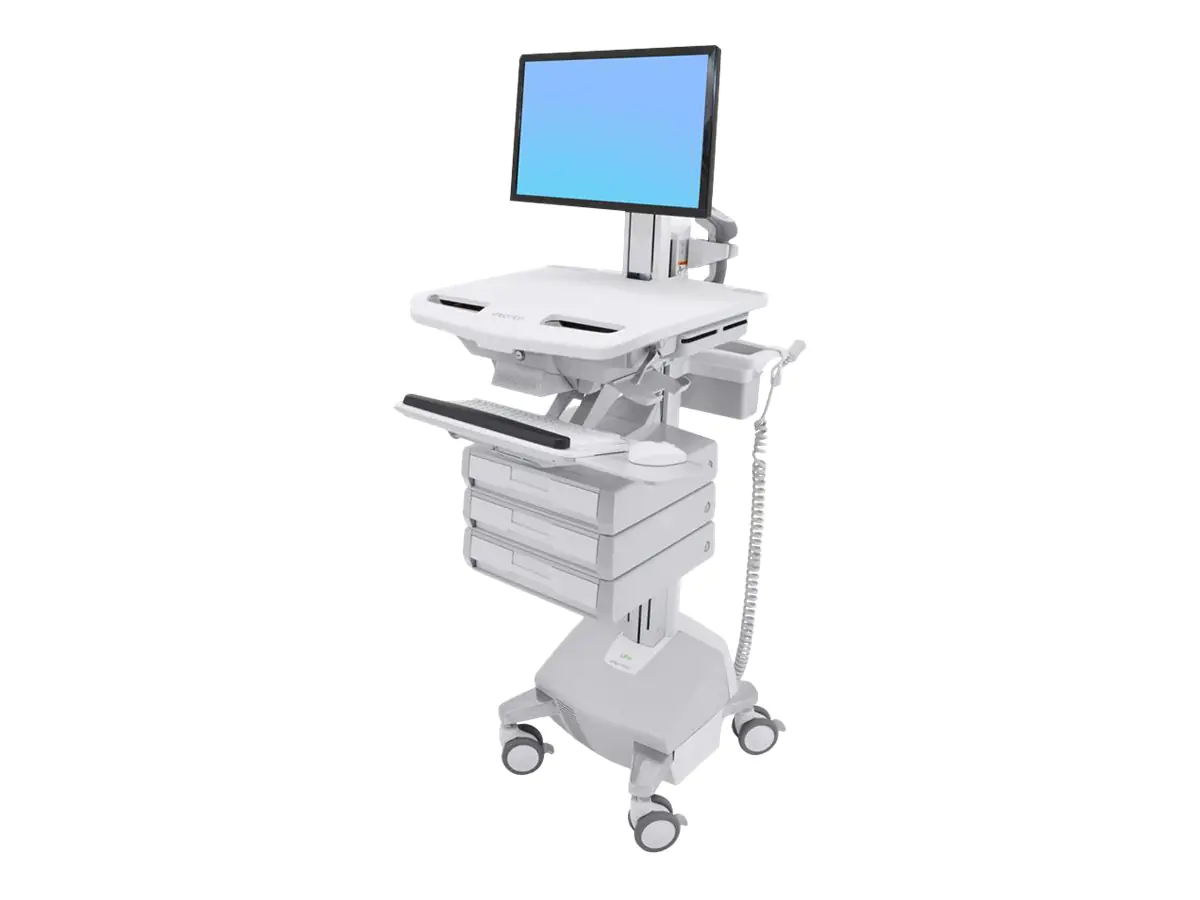 Ergotron Cart with LCD Pivot, LiFe Powered, 3 Drawers - Wagen - für LCD-Display / PC-Ausrüstung - verriegelbar - medizinisch - Aluminium, verzinker Stahl, hochwertiger Kunststoff - Bildschirmgröße: bis zu 61 cm (bis zu 24 Zoll) SV44-1332-2