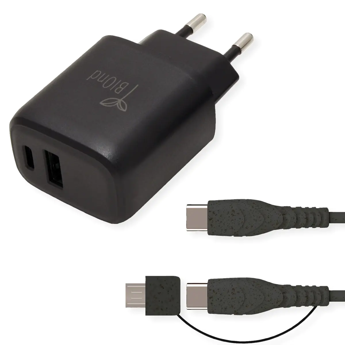 BIOnd Netzteil - mit Kabel USB-C auf USB-C / Micro-USB - 20 Watt - 3 A - PD, Quick Charge 3.0 -