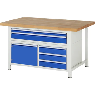 RAU Werkbank 8000 1.500 x 840-1.040 x 900 mm (B x H x T) enzianblau lichtgrau