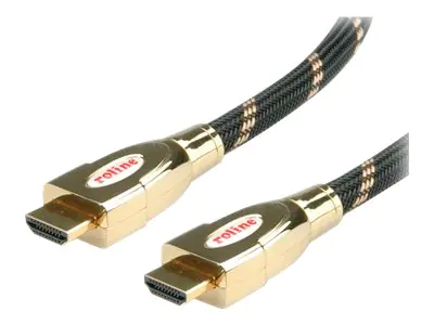 Roline Gold - HDMI-Kabel mit Ethernet - HDMI männlich zu HDMI männlich - 5 m - Doppelisolierung - schwarz-gold - 4K Unterstützung