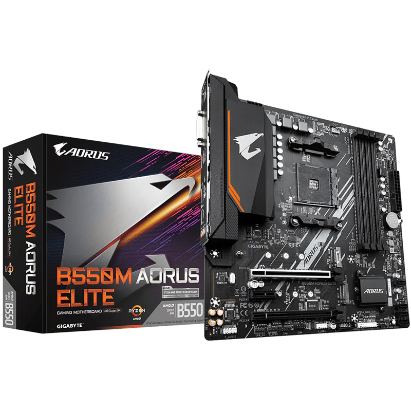 Gigabyte B550M AORUS ELITE Mainboard – AMD Ryzen 5000 CPUs, 5+3 Phasen VRM, bis zu 4733 MHz DDR4, 1xPCIe 4.0 + 1xPCIe 3.0 M.2, 1GbE LAN, USB 3.2 Gen 1, AMD, Sockel AM4, AMD Ryzen 3000 Series, AMD Ryzen 4000 Series, AMD Ryzen 5000 Series, Sockel AM4,