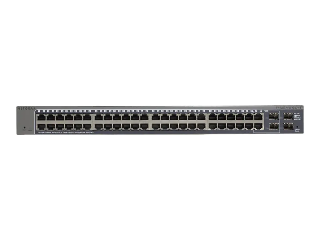 NETGEAR Smart GS748T - V5 - Switch - L3 Lite - managed - 48 x 10/100/1000 + 2 x Gigabit SFP + 2 x Kombi-Gigabit-SFP - Desktop, an Rack montierbar