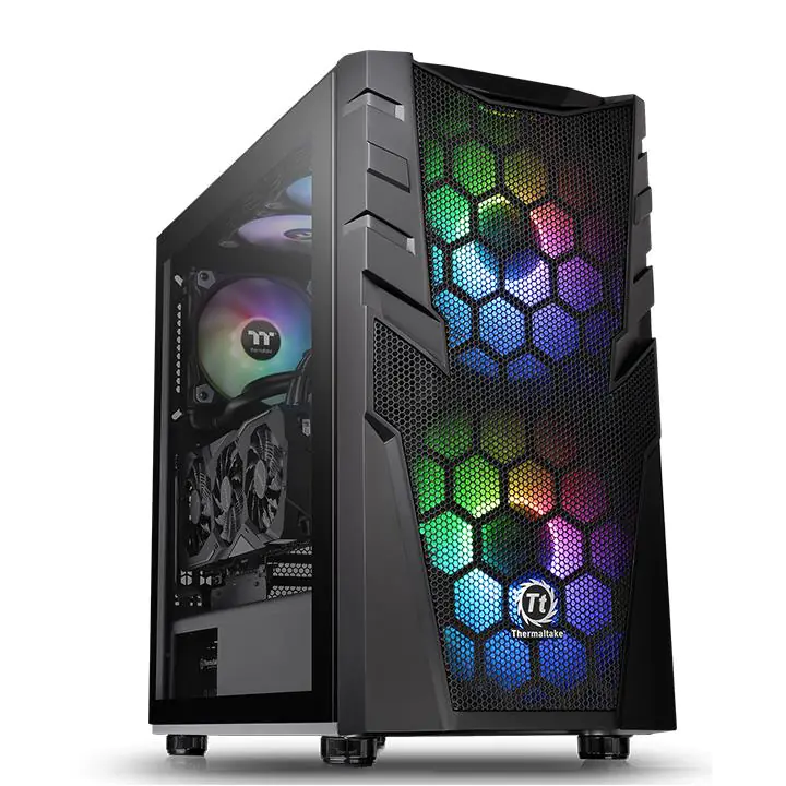 Thermaltake Commander C32 TG - ARGB Edition - Tower - ATX - Seitenteil mit Fenster (gehärtetes Glas) - keine Spannungsversorgung (PS/2) - Schwarz - USB/Audio