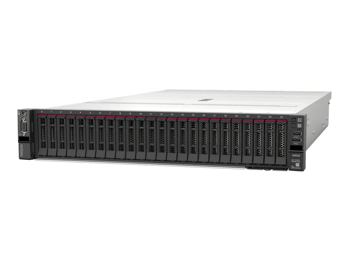 Lenovo ThinkSystem SR665 7D2V - Server - Rack-Montage - 2U - zweiweg - 1 x EPYC 7262 / 3.2 GHz - RAM 32 GB - SAS - Hot-Swap 6.4 cm (2.5") Schacht/Schächte - keine HDD - kein Betriebssystem - Monitor: keiner