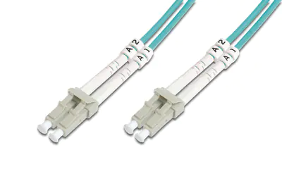 Digitus Professional - Patch-Kabel - LC Multi-Mode (M) zu LC Multi-Mode (M) - 15 m - Glasfaser - Duplex - 50/125 Mikrometer - OM3 - halogenfrei - Aquamarin