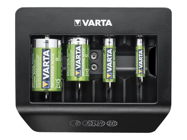 Varta LCD Universal Charger+ - 4 Std. Batterieladegerät - (für 4xAA/4xAAA, 4xD, 4xC, 1x9V) + AC-Netzteil (USB)