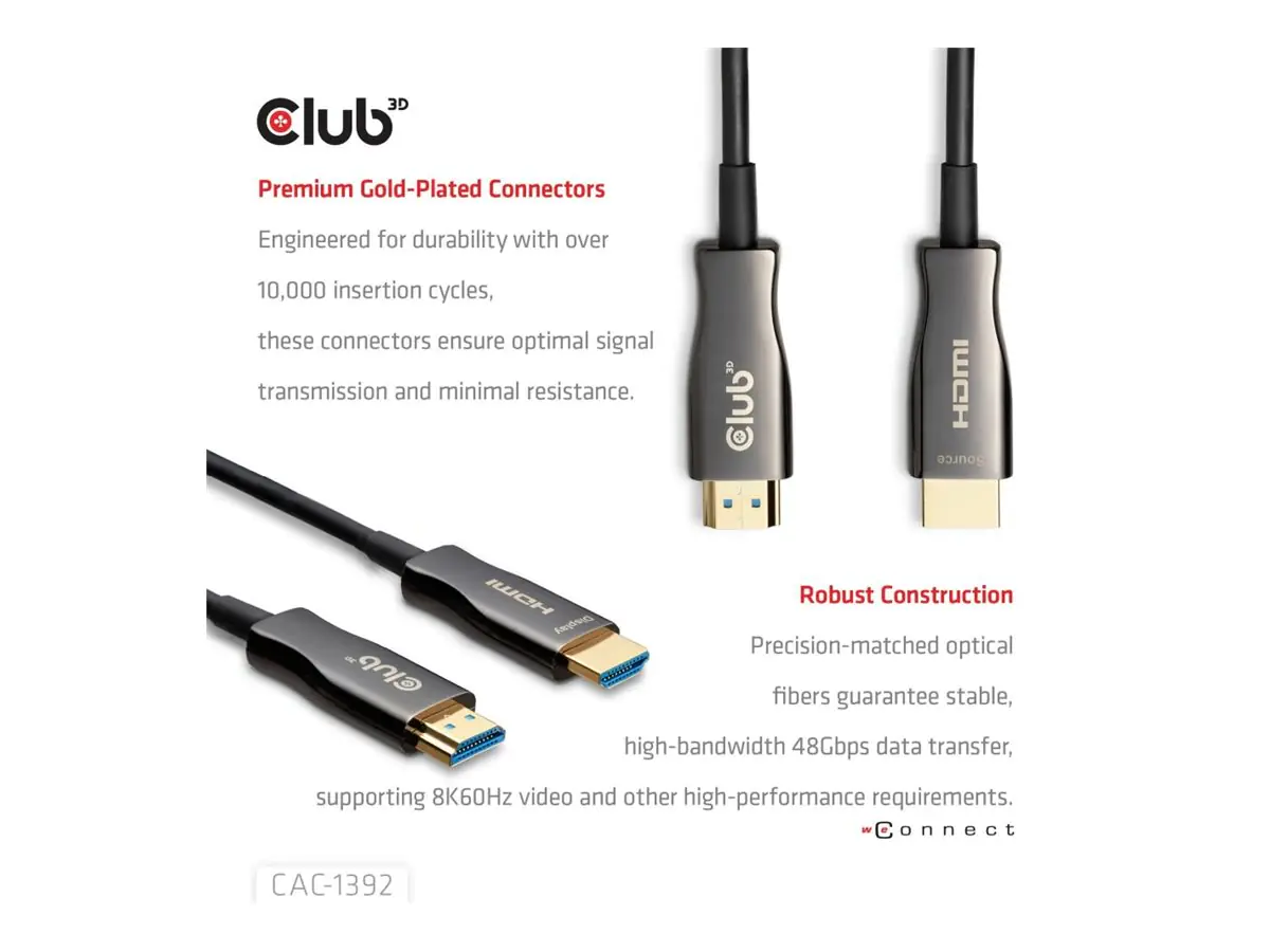 Club 3D Ultra High Speed - HDMI-Kabel - HDMI männlich zu HDMI männlich - 30 m - Geschützter Hyb