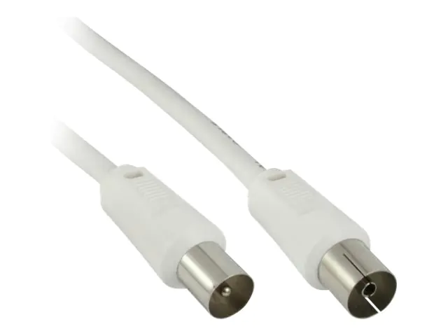 InLine - Antennenverlängerungskabel - IEC-Anschluss weiblich zu IEC-Anschluss männlich - 2 m - Doppelisolierung - 75 dB - weiß