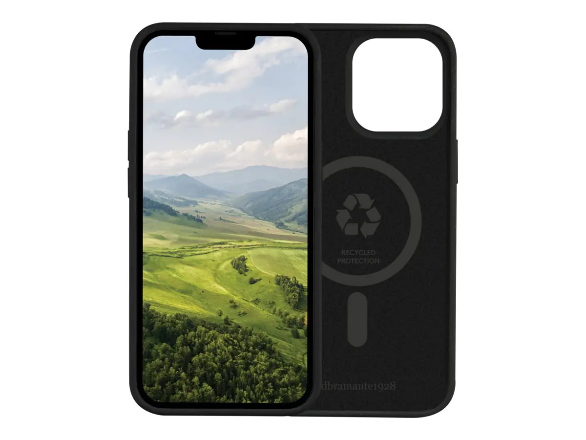 dbramante1928 Monaco - Hintere Abdeckung für Mobiltelefon - kompatibel mit MagSafe - Silikon, recycelter Kunststoff - Night Black - für Apple iPhone 14 Pro Max
