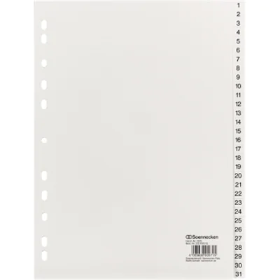 Soennecken Register 2125 DIN A4 1-31 volle Höhe PP weiß
