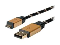 Roline - USB-Kabel - Micro-USB Typ B (M) zu USB (M) - USB 2.0 - 1.8 m - Schwarz, Gold