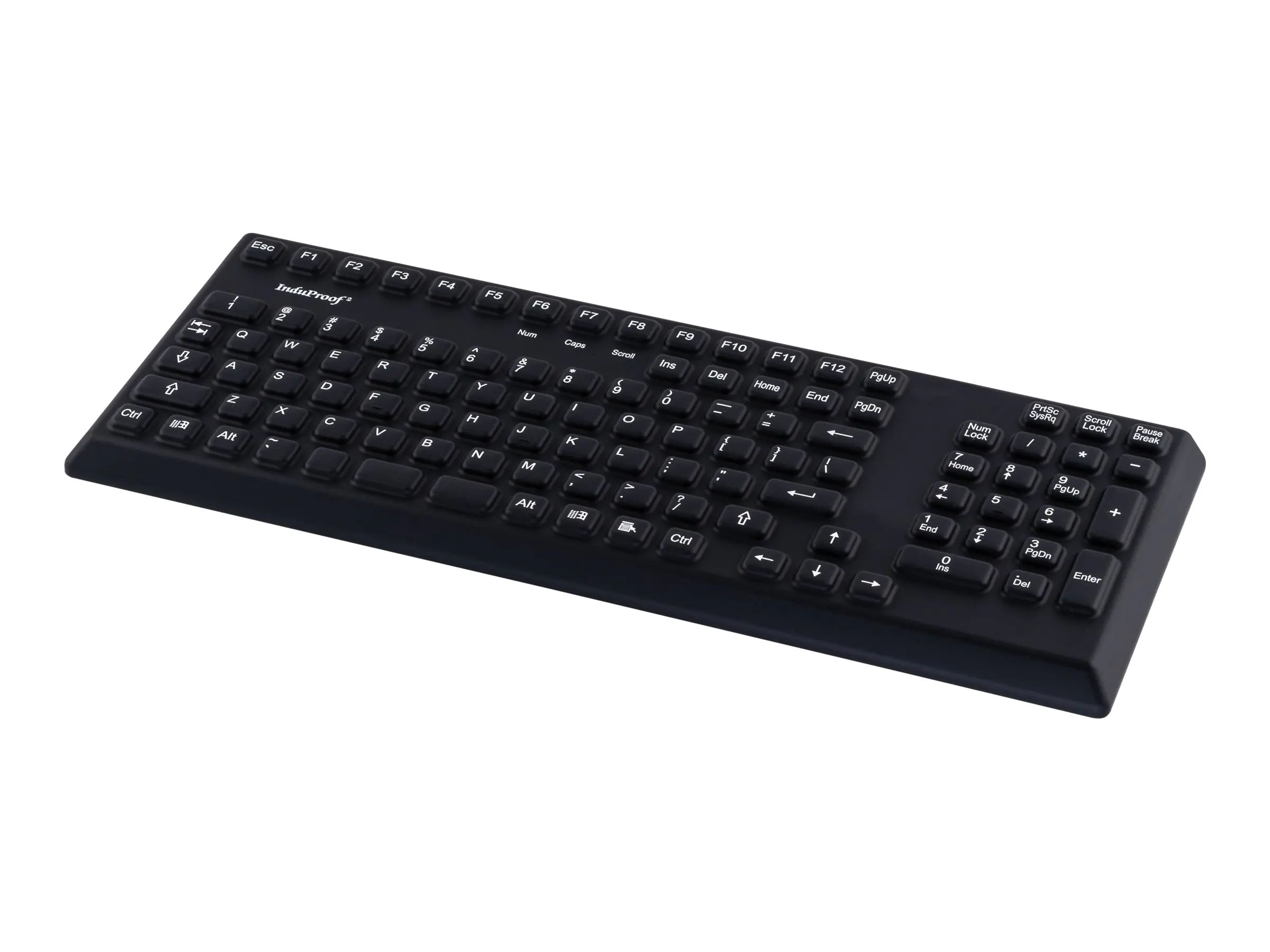 InduKey InduProof 2 TKG-105-IP68-BLACK-USB-DE - Tastatur - Silikon, mit kurzhubigen Tasten - Robust - waschbar - USB - QWERTZ - Deutsch - Schwarz