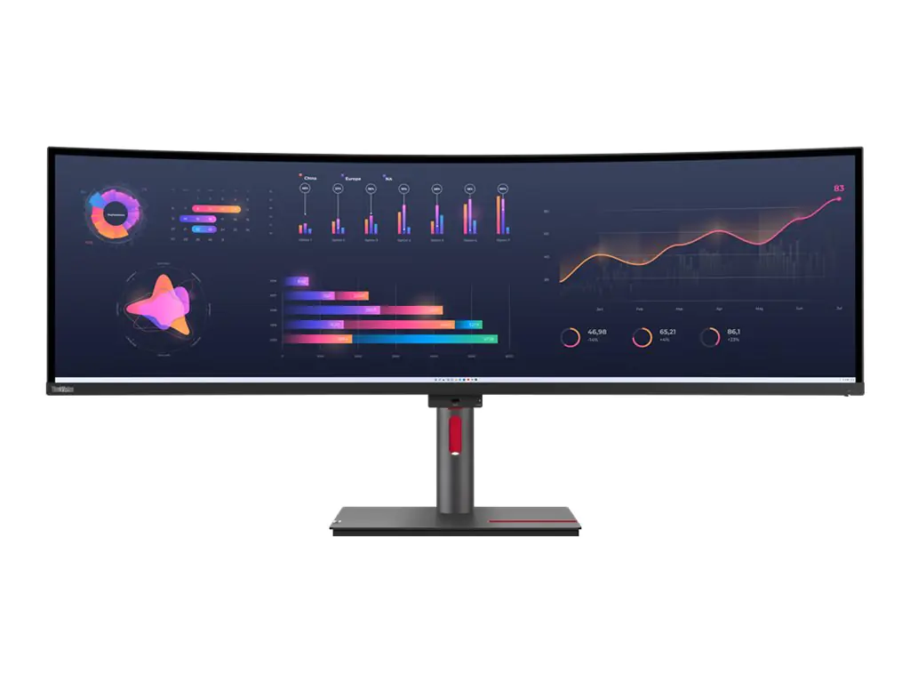 Lenovo ThinkVision P49w-30 - LED-Monitor - gebogen - 124.5 cm (49") - 5120 x 1440 @ 60 Hz - IPS - 350 cd/m² - 2000:1 - DisplayHDR 10 - 4 ms - Thunderbolt 4, 2xHDMI, DisplayPort - Lautsprecher - Raven Black - Campus