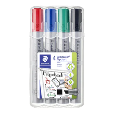 STAEDTLER Flipchartmarker Lumocolor 356 B WP4 2-5mm sort. 4 St./Pack.