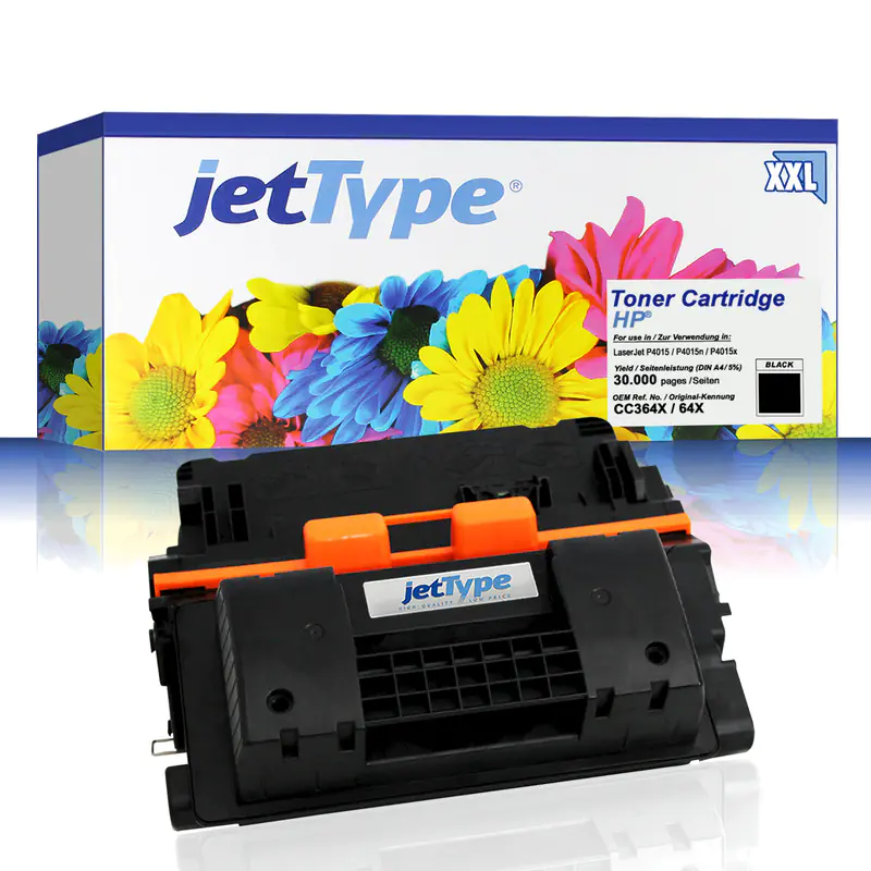 jetType Toner kompatibel zu HP CC364X 64X schwarz 24.000 Seiten Große Füllmenge 1 Stück