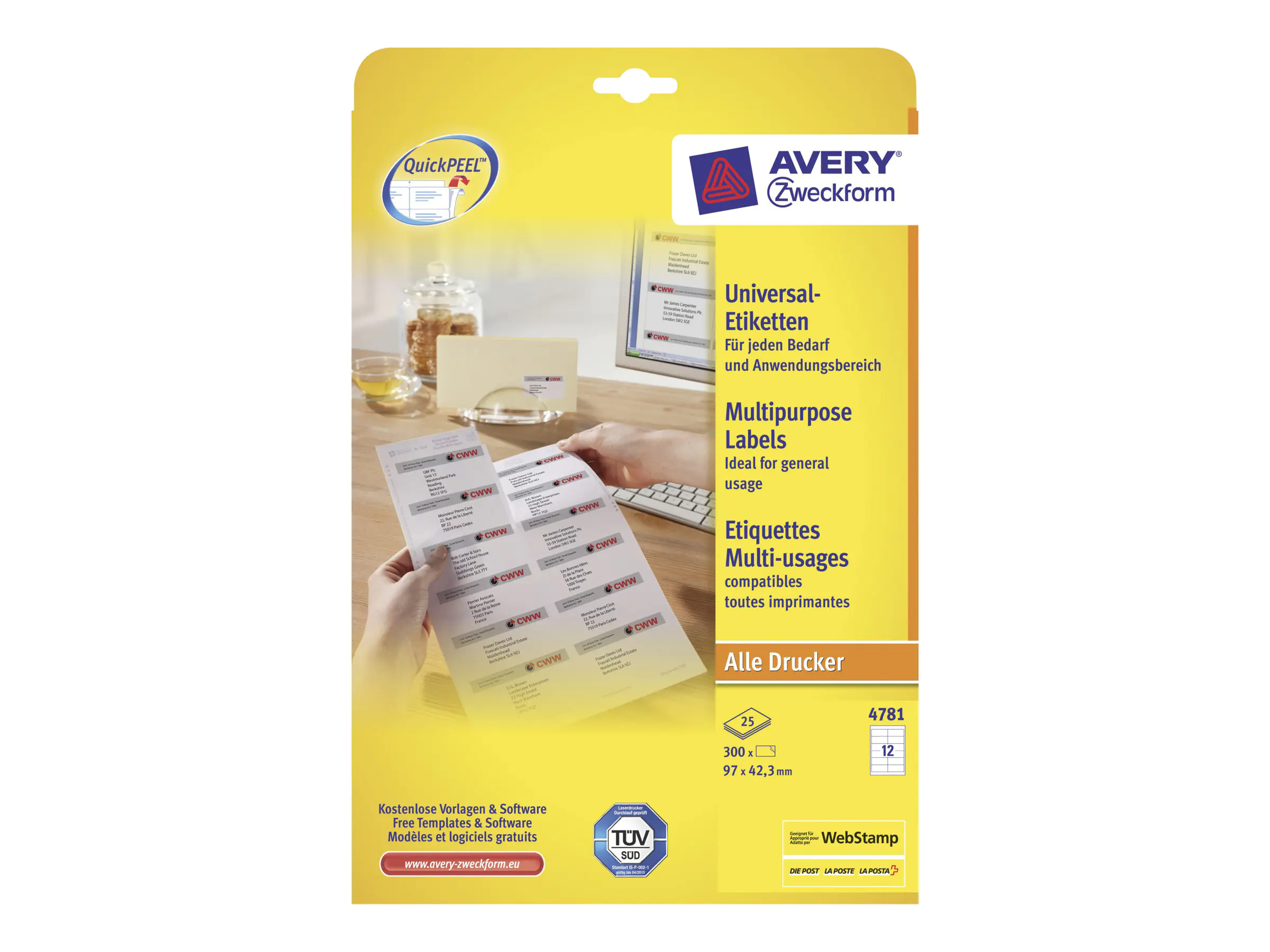 Avery Zweckform Avery - Weiß - 97 x 42.3 mm 300 Etikett(en) (25 4781