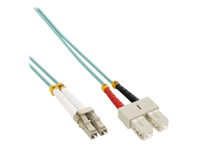 InLine - Patch-Kabel - LC Multi-Mode (M) bis SC multi-mode (M) - 15 m - Glasfaser - Duplex - 50/125 Mikrometer - OM3 - halogenfrei - Türkis