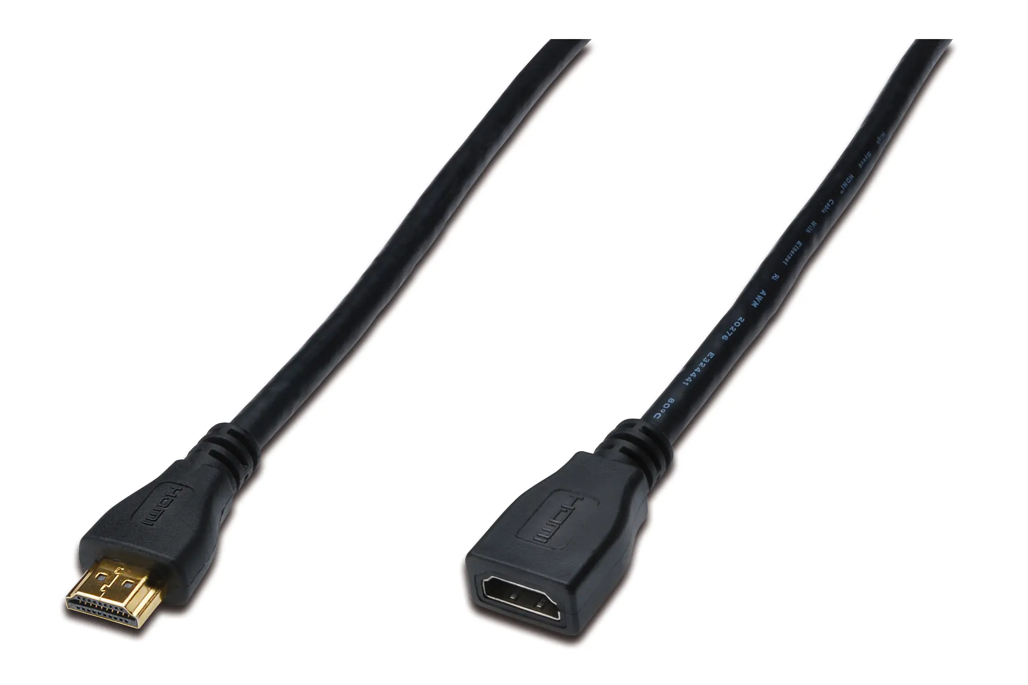 ASSMANN HDMI High Speed - HDMI-Verlängerungskabel mit Ethernet - HDMI weiblich zu HDMI männlich - 3 m - Dreifachisolierung - Schwarz