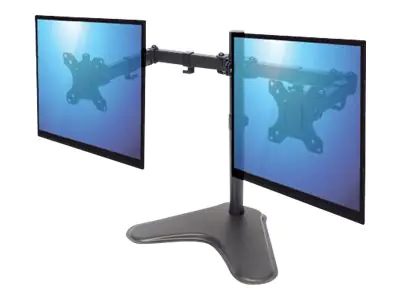 Manhattan TV & Monitor Mount, Desk, Double-Link Arms, 2 screens, Screen Sizes: 10-27", Black, Stand Assembly, Dual Screen, VESA 75x75 to 100x100mm, Max 8kg (each), Lifetime Warranty - Aufstellung - für 2 Monitore - Stahl - Schwarz - Bildschirmgröße: 33-81
