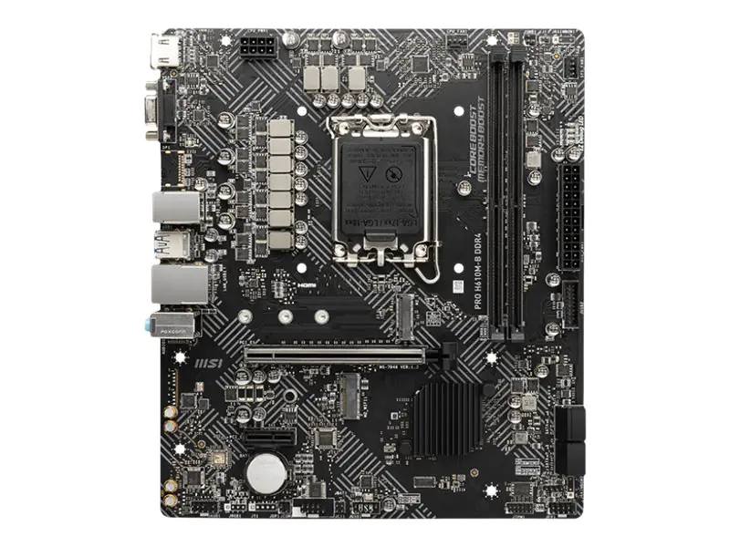 MSI PRO H610M-B DDR4 - Motherboard - micro ATX - LGA1700-Sockel - H610 Chipsatz - USB 3.2 Gen 1 - Gigabit LAN - Onboard-Grafik (CPU erforderlich) - HD Audio (8-Kanal)