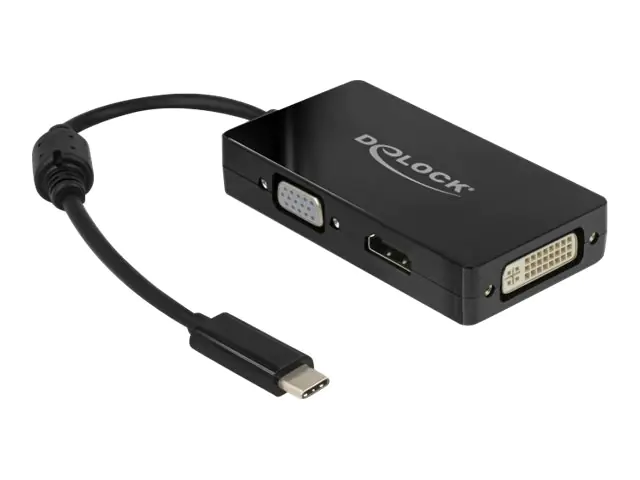 DeLOCK - Externer Videoadapter - USB-C - DVI, HDMI, VGA - Schwarz