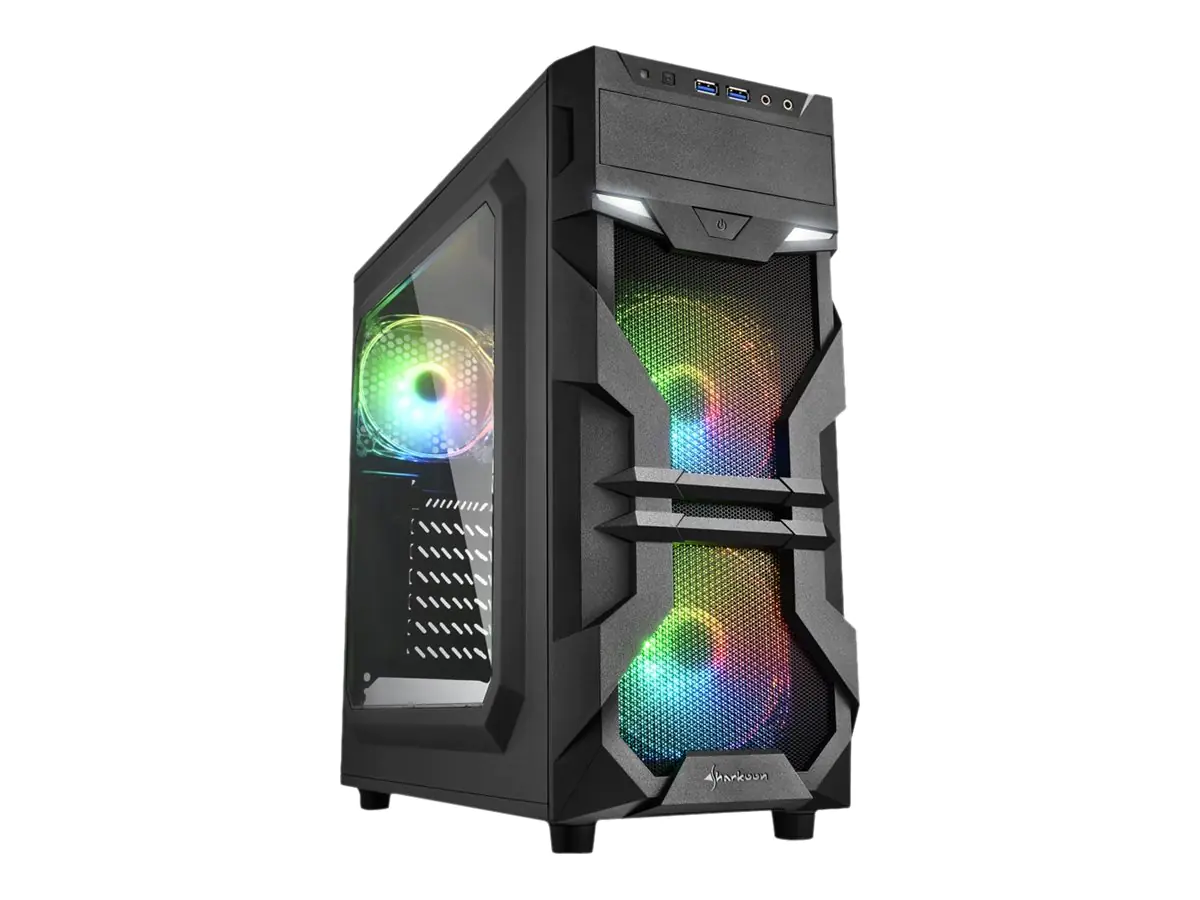 Sharkoon VG7-W RGB - Tower - ATX - Seitenteil mit Fenster (Acryl) - keine Spannungsversorgung - USB/Audio