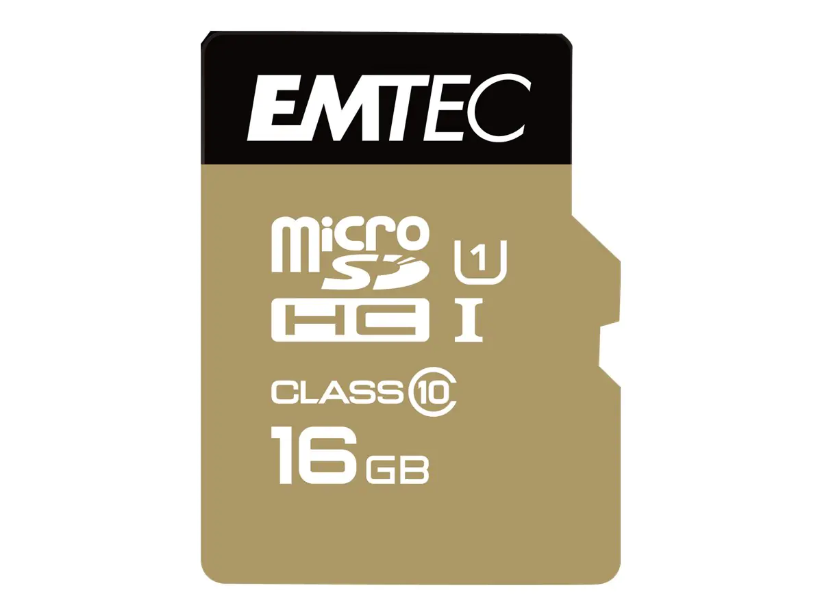 EMTEC Gold+ - Flash-Speicherkarte (SD-Adapter inbegriffen) - 16 GB - Class 10 - microSD - Gold