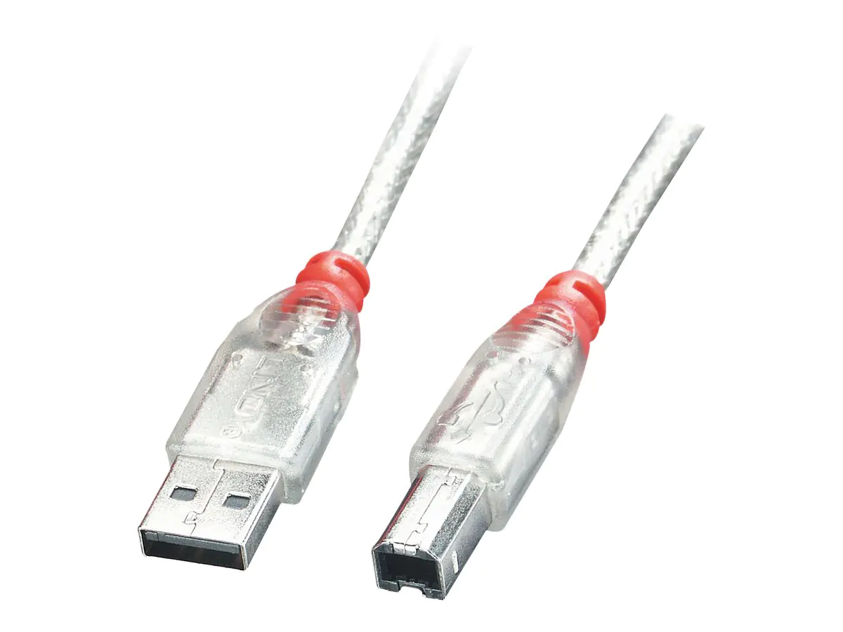 Lindy - USB-Kabel - USB (M) bis USB Typ B (M) - USB 2.0 - 3 m - geformt - durchsichtig