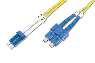 DIGITUS - Patch-Kabel - LC Single-Modus (M) zu SC Single-Modus (M) - 2 m - Glasfaser - 9/125 Mikrometer - OS2 - geschirmt, halogenfrei - Gelb