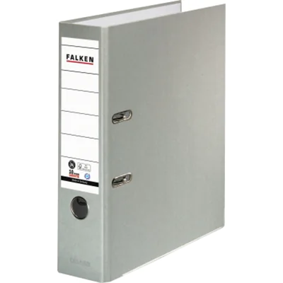 Falken Ordner Recycolor 80mm DIN A4 Rückenschild: geklebt Werkstoff: Pappe Material außen: Kraftpapier Material innen: Papier grau