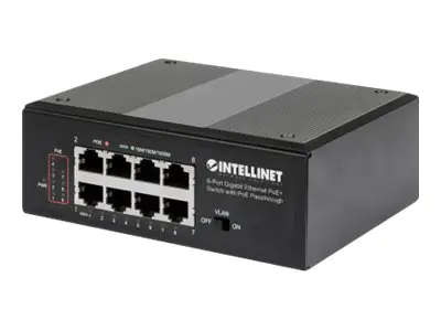 Intellinet PoE-Powered 8-Port Gigabit Ethernet PoE+ Industrial Switch with PoE Passthrough - Switch - unmanaged - 8 x 10/100/1000 (PoE+) 561624