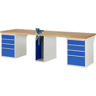 RAU Werkbank 7000 3.000 x 890 x 900 mm (B x H x T) enzianblau lichtgrau
