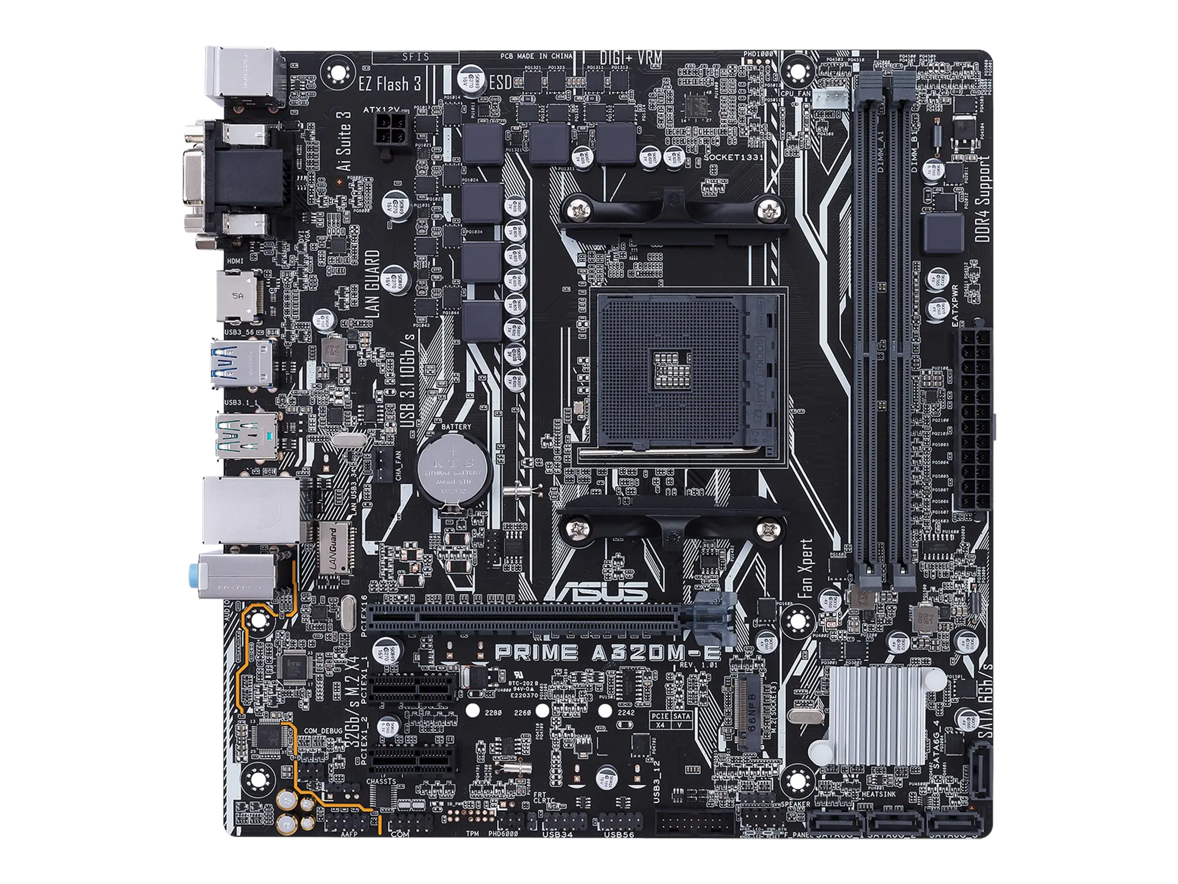 Asus PRIME A320M-E - Motherboard - micro ATX - Socket AM4 - AMD A320 - USB 3.1 - Gigabit LAN - Onboard-Grafik (CPU erforderlich)