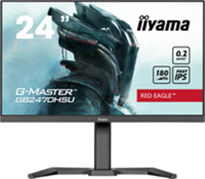 Iiyama G-MASTER Red Eagle GB2470HSU-B6 - LED-Monitor - Gaming - 61 cm (24") (23.8" sichtbar) - 1920 x 1080 Full HD (1080p) @ 180 Hz - Fast IPS - 300 cd/m² - 1000:1 - 0.2 ms - HDMI, DisplayPort - Lautsprecher - Schwarz, Matte