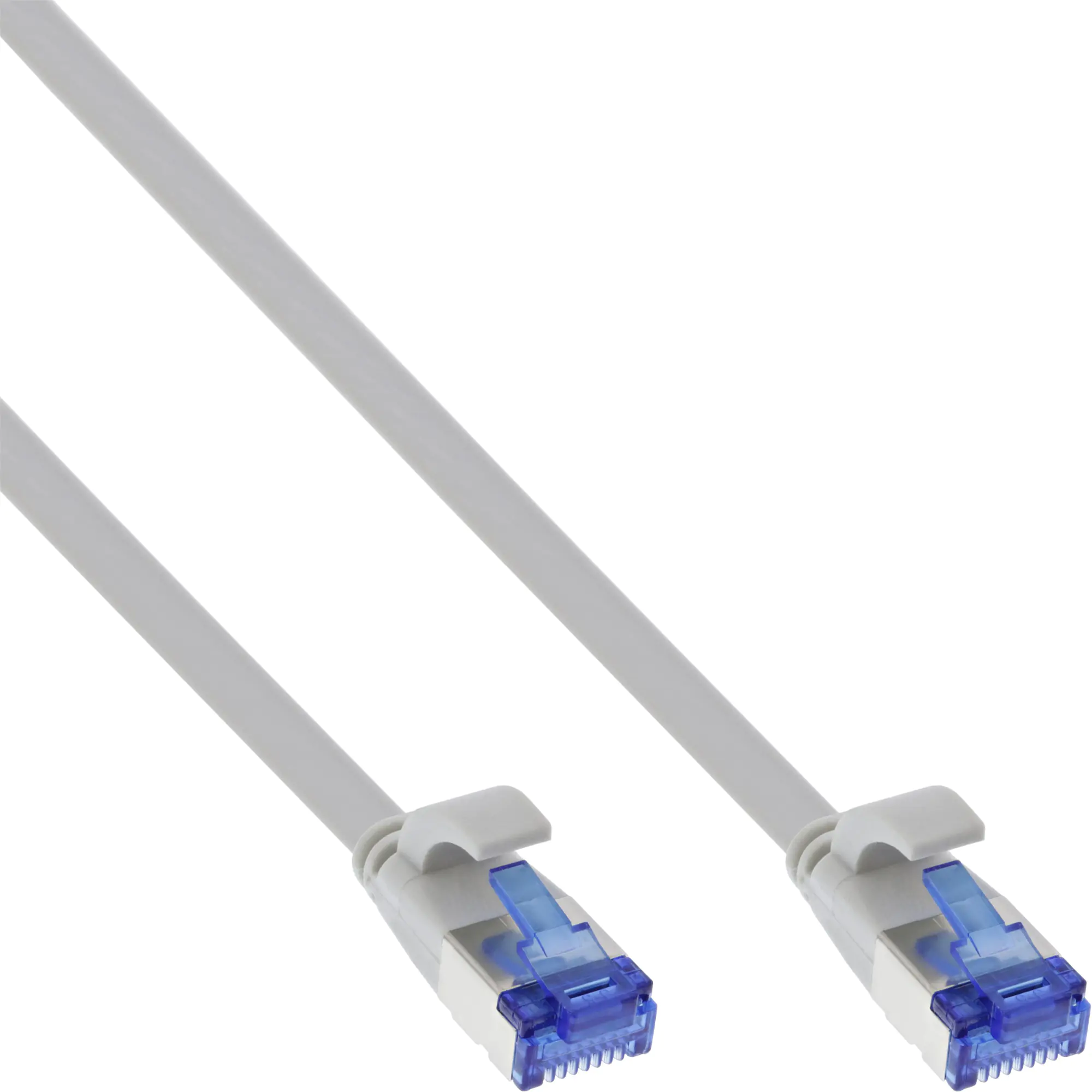 InLine - Patch-Kabel - RJ-45 (M) zu RJ-45 (M) - 5 m - U/FTP, PiMF - CAT 6a - halogenfrei, geformt, ohne Haken, verseilt, flach - Grau