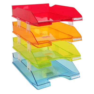 Exacompta Briefablage Combo Midi Linicolor® DIN A4, Überbreite Polystyrol Farbe: rot transluzent, orange transluzent, grün transluzent, blau transluzent 4 St./Pack.