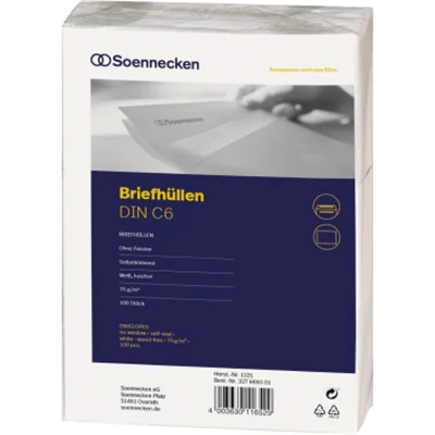 Soennecken Briefhülle 1321 C6 75g oF sk hf weiß 100 St./Pack.