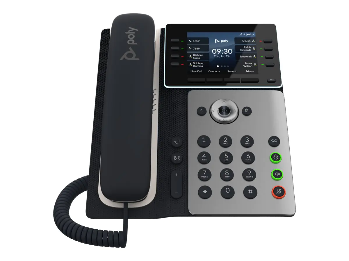 Poly Edge E350 - VoIP-Telefon mit Rufnummernanzeige/Anklopffunktion - dreiweg Anruffunktion - SIP, SDP - Mitternachtsblau, weiß